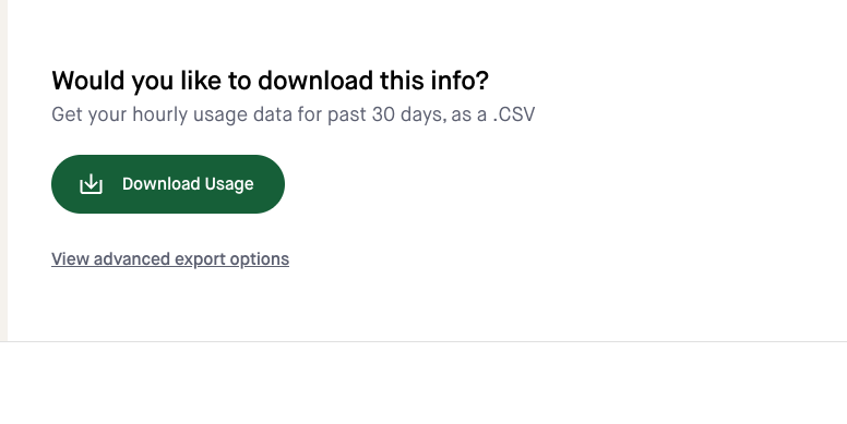 Screenshot of the "Download Usage" button in your Usage dashboard